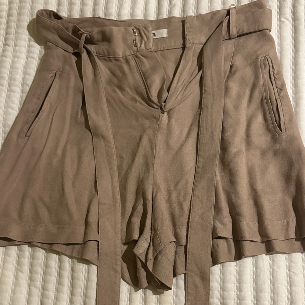 BB Dakota High Waist Tan Shorts with Belt